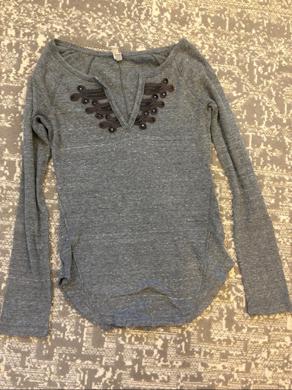 We The Free Gray Thermal Long-Sleeve Battalion Embellished Top